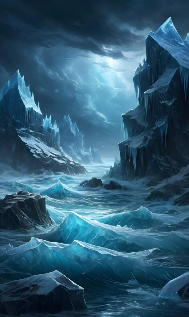 frozen stormy artic glacier frozen sea