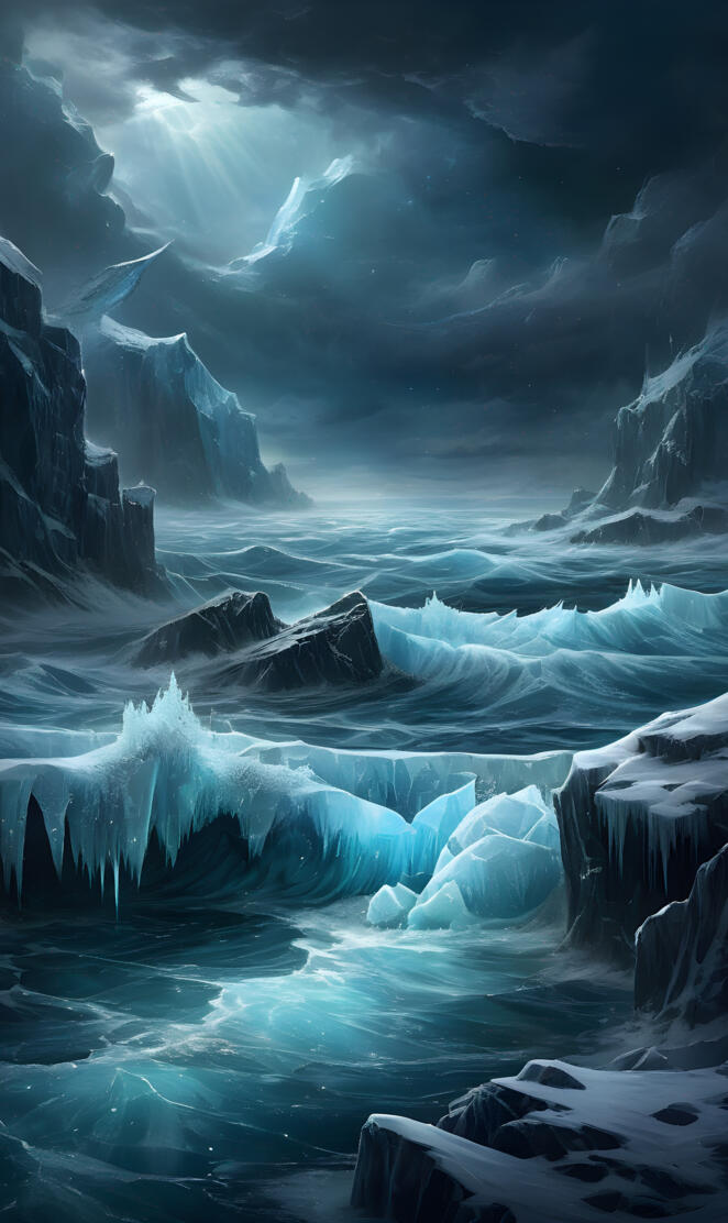 a frozen sea storm artic