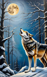 wolf howling in the night