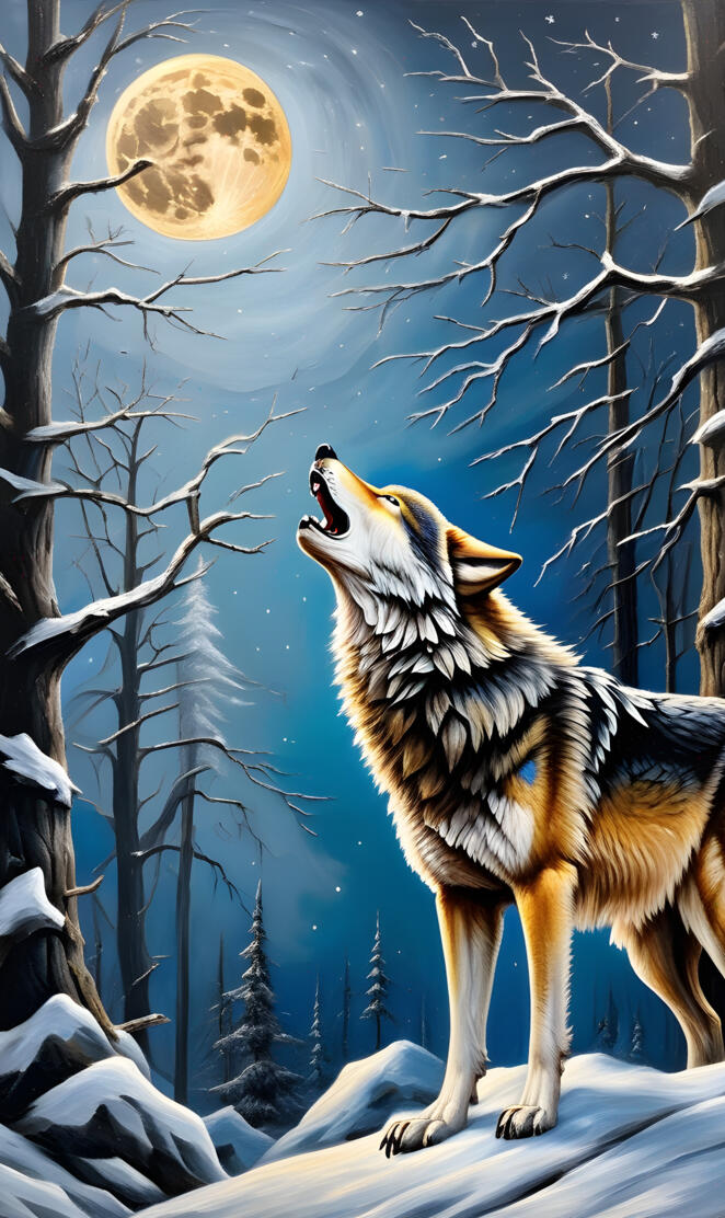 wolf howling in the night