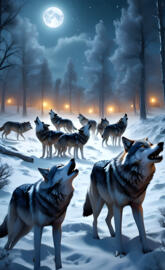 wolves howling in the night