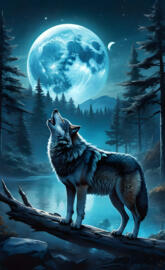 wolf howling to the moon