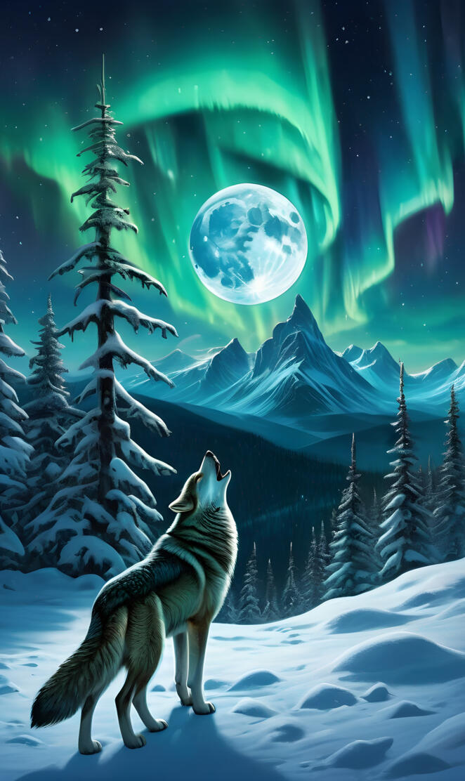 wolf howling at the moon