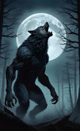werewolf howling at the full moon
