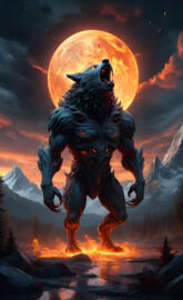 a werewolf howling at a New Moon
