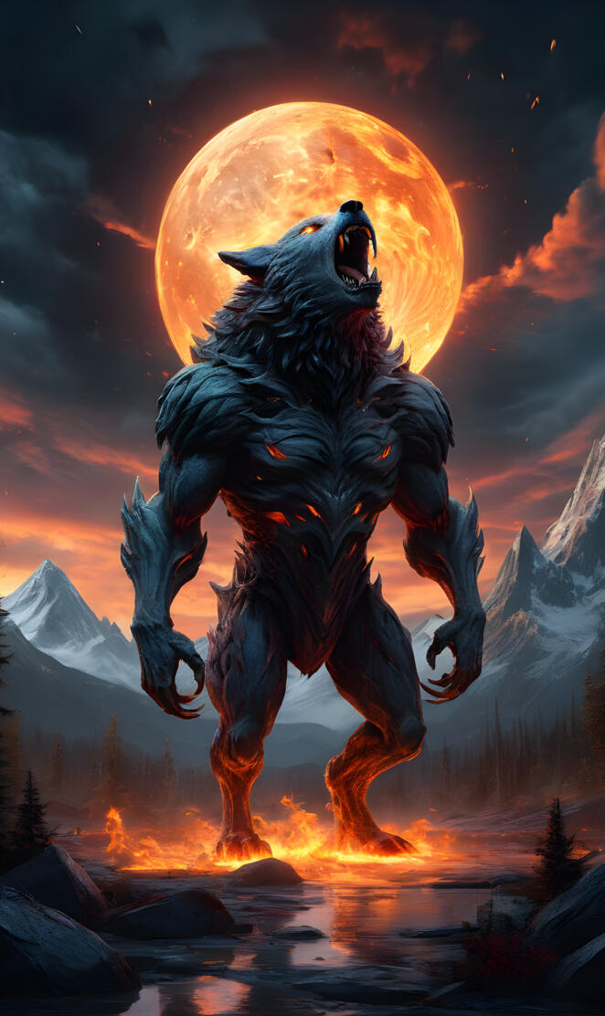 a werewolf howling at a New Moon