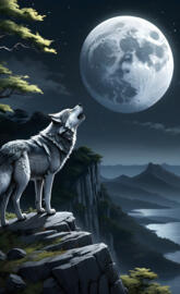 Wolf's Howl Under Full Moon, by Lord Elboron