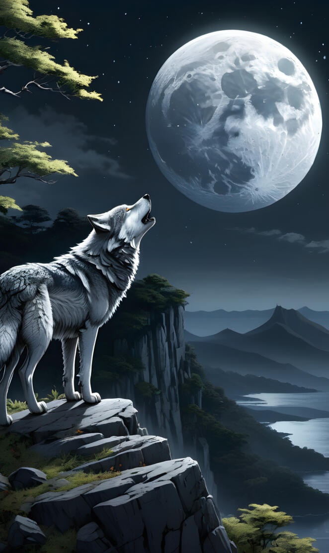 Wolf's Howl Under Full Moon, by Lord Elboron