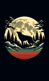 eerie scene lone wolf howls at moonlit night forest