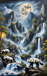 pandawolves and waterfalls