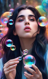 Lauren Jauregui blowing bubbles