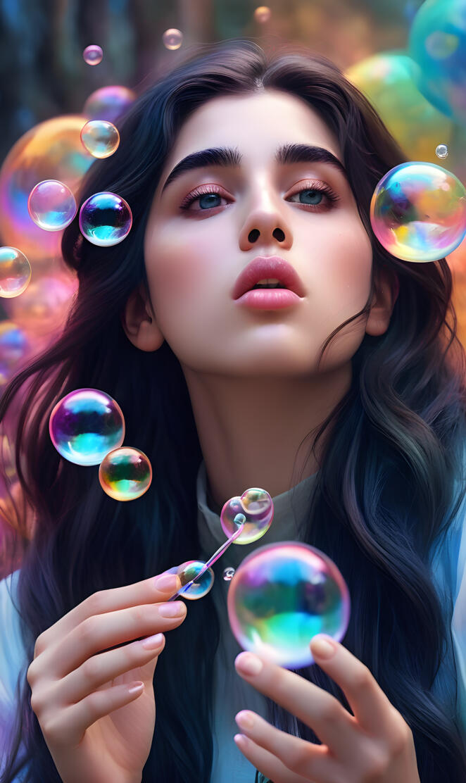 Lauren Jauregui blowing bubbles