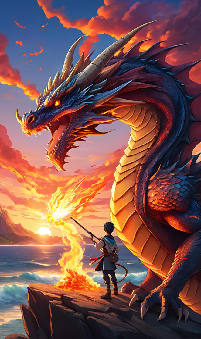 Dragon at sunset