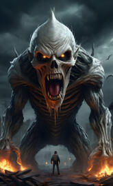 a person standing next to a large movie poster