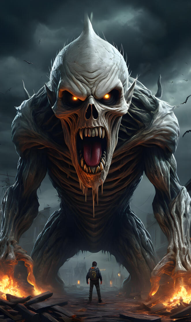 a person standing next to a large movie poster