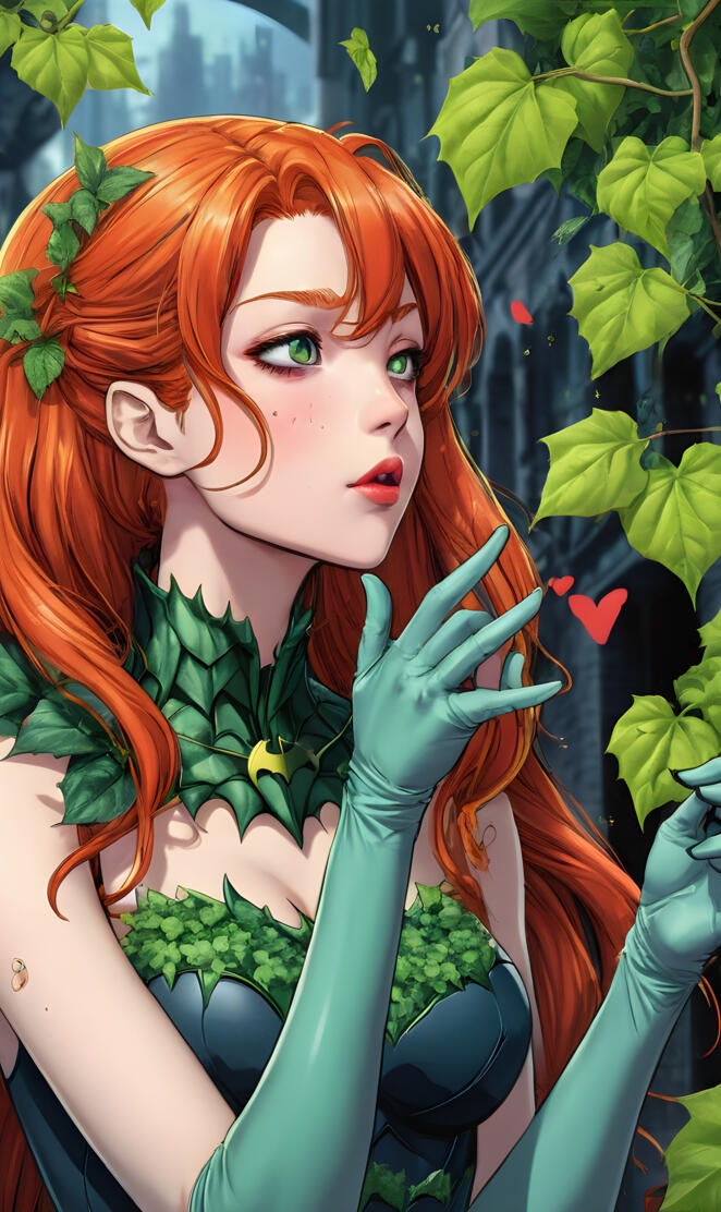 poison ivy blowing kisses at batman