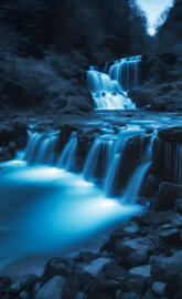 glowing water fall river