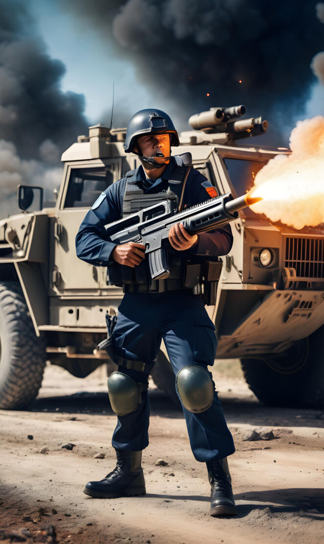 military guy with BIG gun