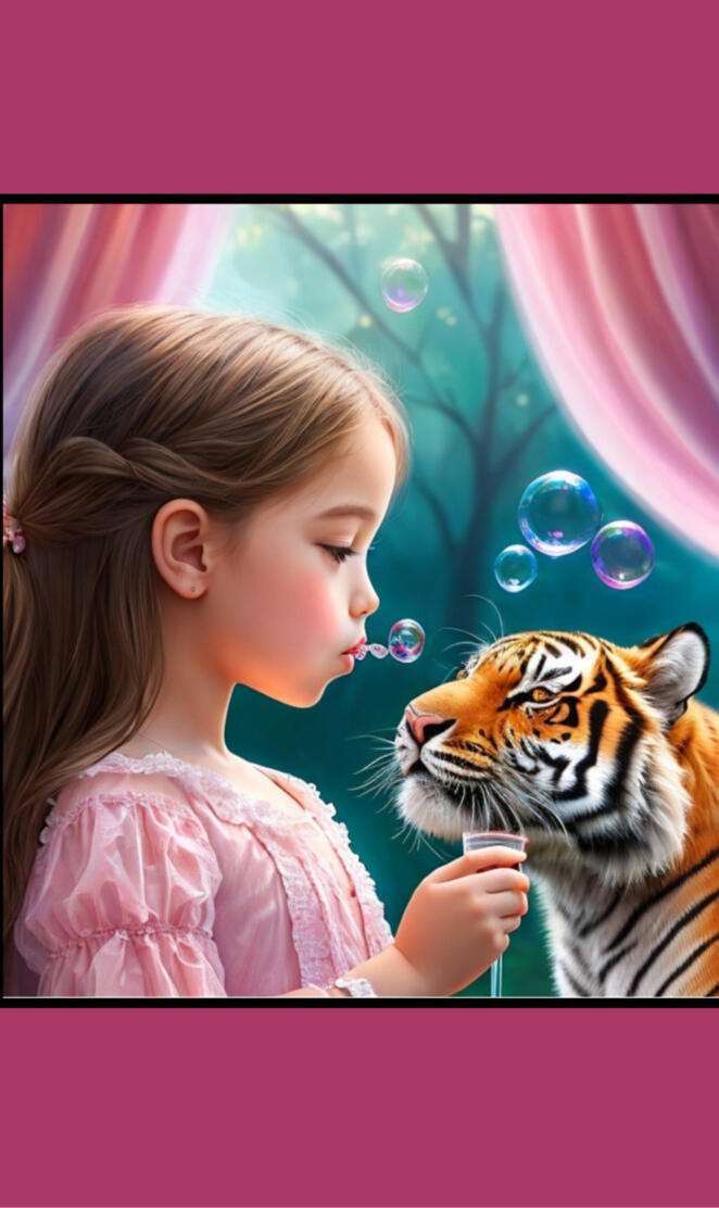 Child, Tiger, Bubbles