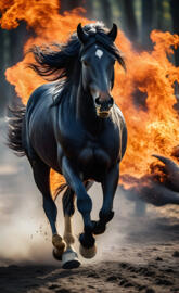 horse running faster than fires flames