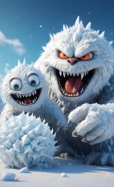 snowmonsters making snowman