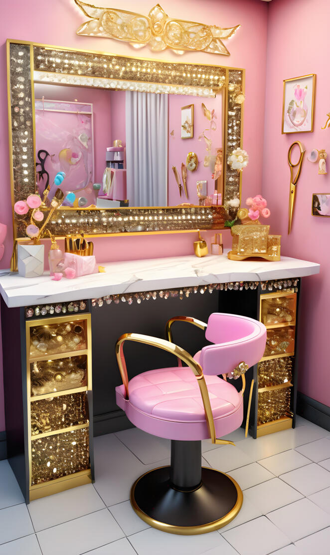 a chair in front of a counter