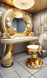 a gold and silver drum set