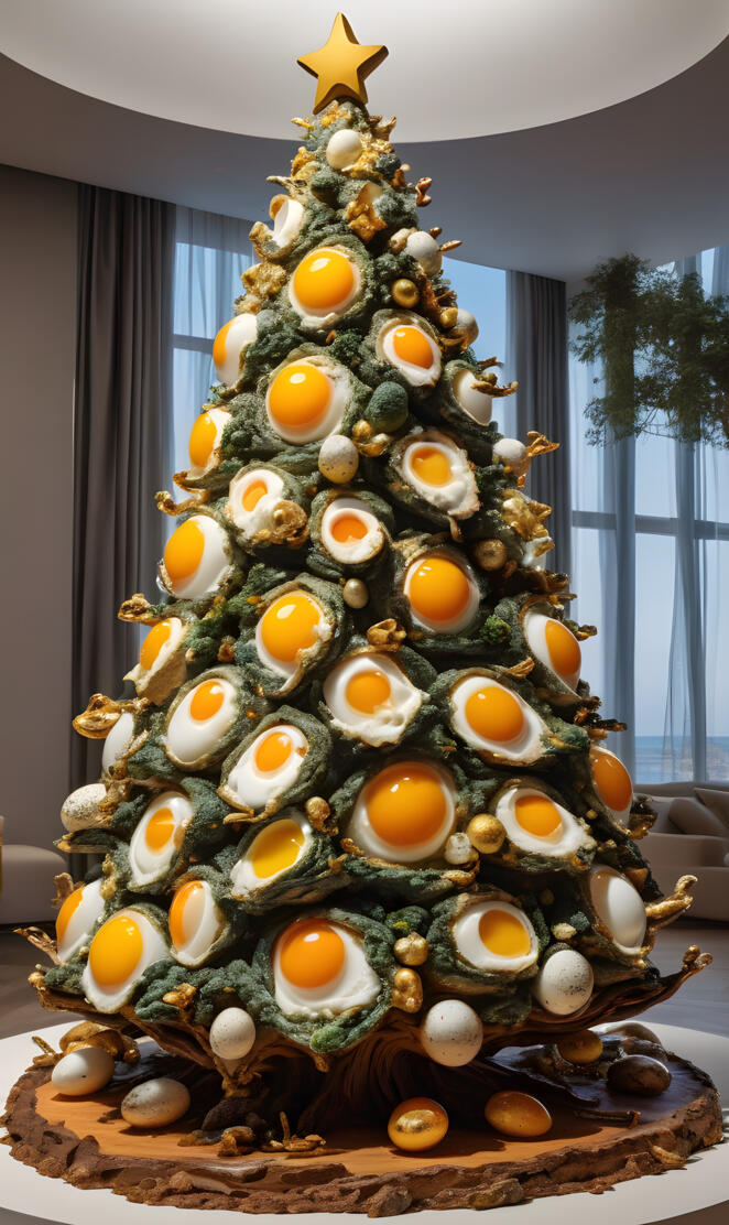 Fried egg Christmas tree