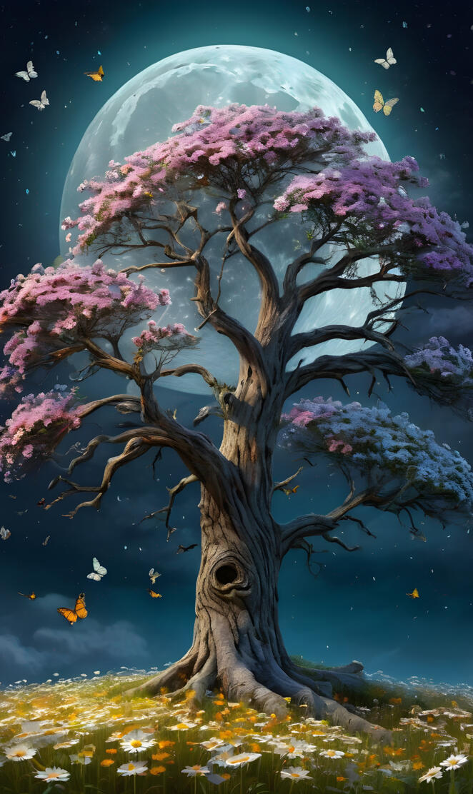 a threes, a moon,fantastic wallpaper