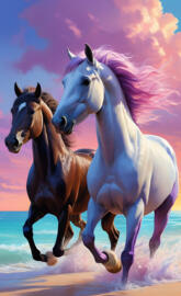 horses running in the water