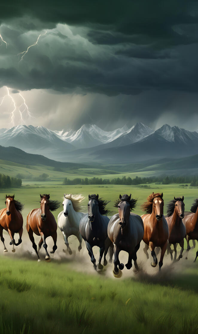 a group of horses in a field
