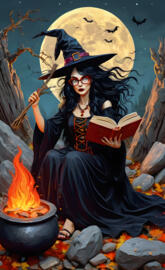 Halloween, witch, book of shadows, cauldron