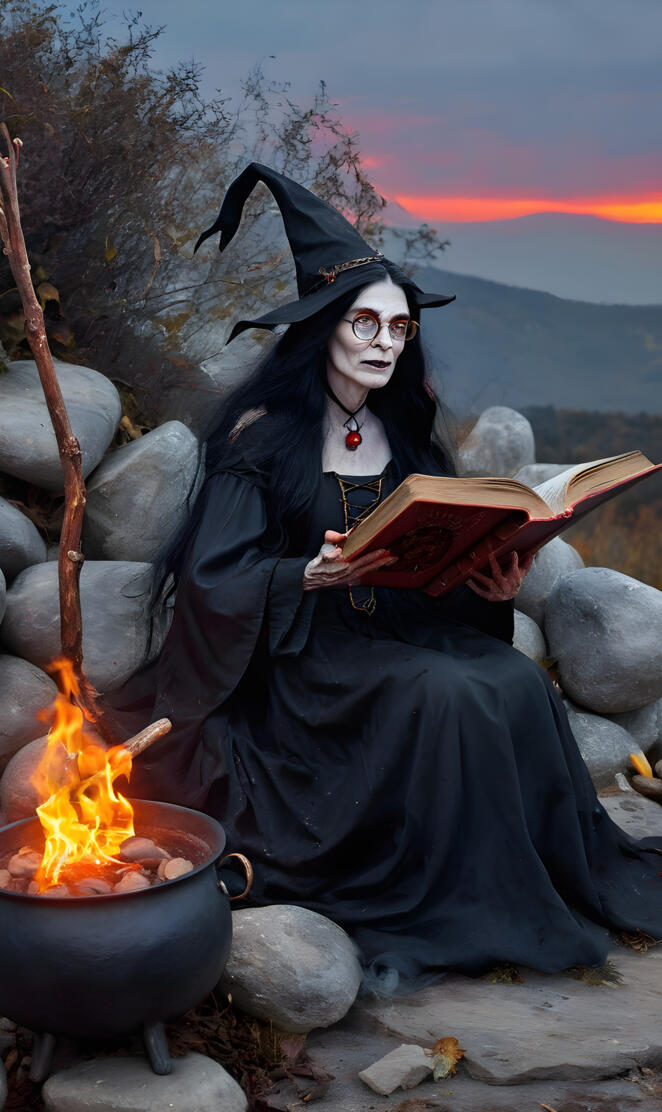 Halloween, witchy, book of shadows, cauldron,
