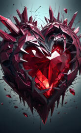Ruby Crystal Heart Shattered