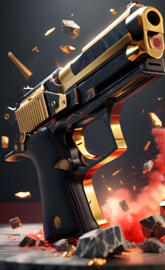 gold black gun