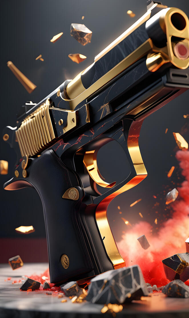 gold black gun