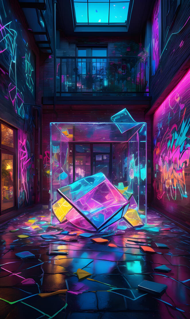 a colorful umbrella on the floor