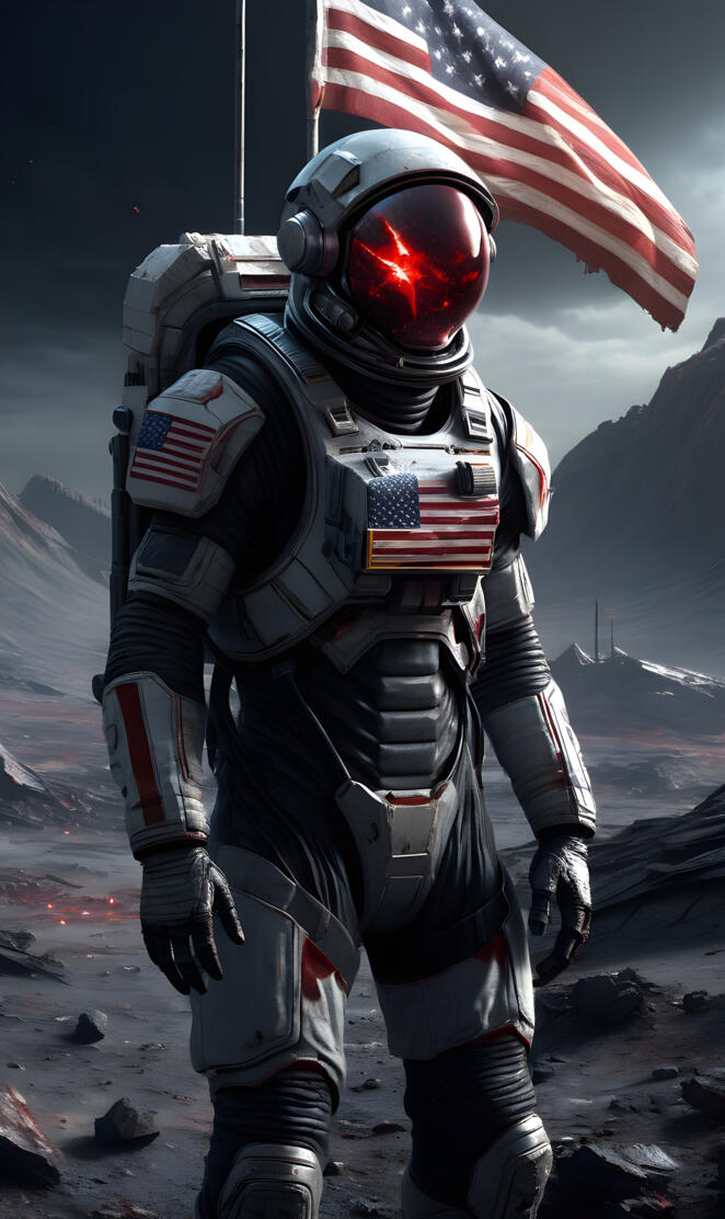 a person in a space suit, America