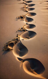 a group of footprints in the sand