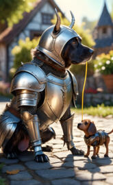 Knight Bruno takes a break by drinking a refreshing Manuel Modelo