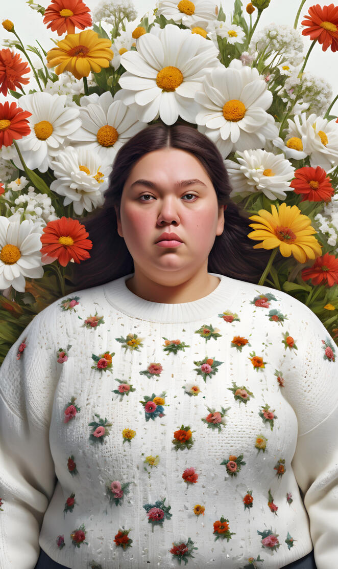 Woman wearing a white sweater