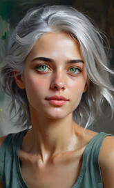 blonde hair green eyes