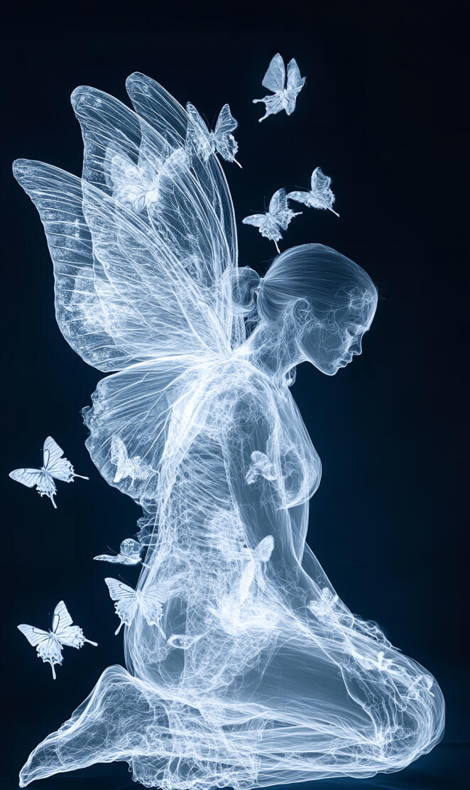 x-ray of a angel with wings