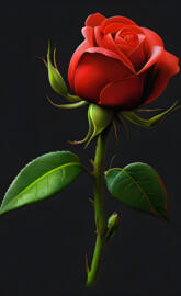 Flower, red rose bud against black