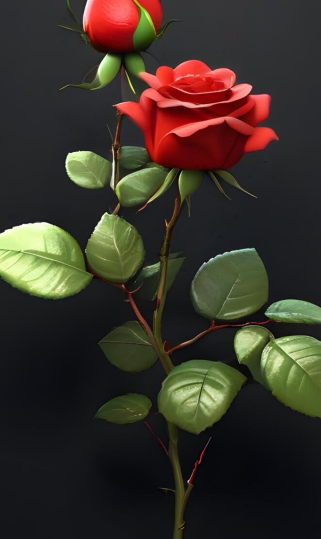 Red rose with bud
