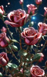 a group of red roses