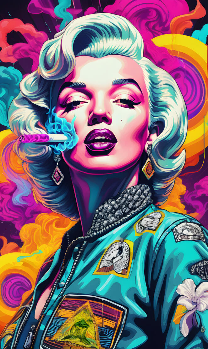 Marilyn Monroe smokin bud trippy pop art with a few other tricks