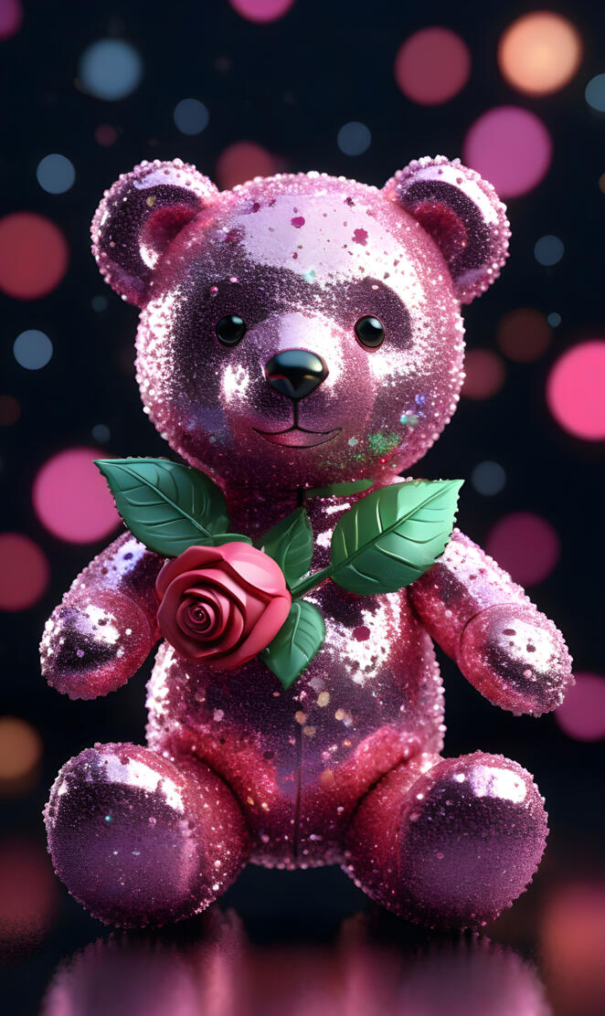 a stuffed bear with a pink bow