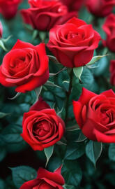 a group of red roses
