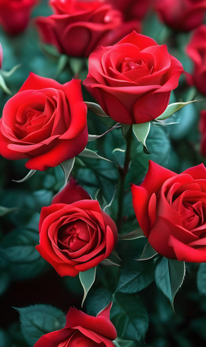 a group of red roses
